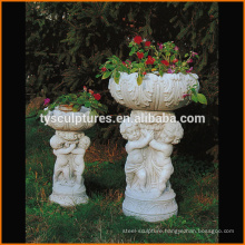 High quality sculpture have children outdoor stone flower pot